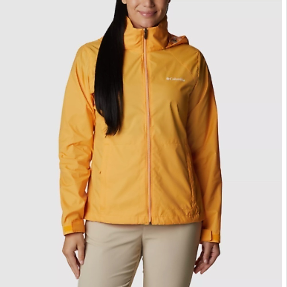 COLUMBIA SWITCHBACK III RAIN WIND WATERPROOF HOOD JACKET SIZE XL YELLOW NWT - Picture 4 of 12